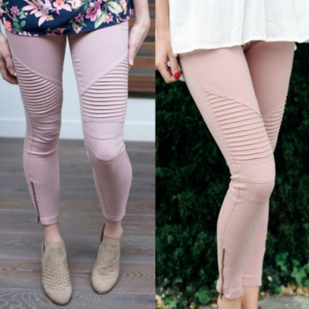 Pink Moto Leggings w/Zippers - Picture 2 of 7